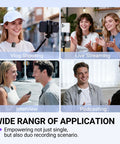 Wireless Lavalier Microphone System For iPhone Android And Cameras 2 Pack Cordless Lapel Mics used in various scenarios.