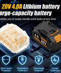 Beast Mode High Torque Brushless Impact Wrench 750 Nm Half Inch Drive For Auto Repair And Construction Heavy Duty Impact Gun For Fast Bolt Removal Long Lasting Power Versatile And Easy To Use 20V 4.0Ah lithium battery