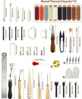 Complete Leather Working Starter Kit For Beginners With Waxed Thread Groover Awl Stitching Punch And Storage Bag Pro Set
