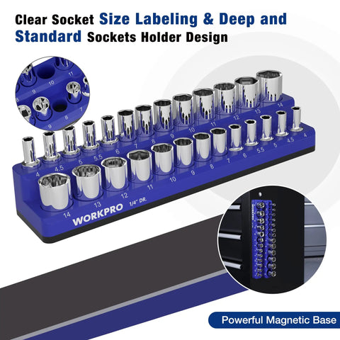 Beast Mode Magnetic Socket Organizer Hauls Up To Twenty Six Metric Sockets With A Heavy Duty Base That Locks Your 1/4 Inch Tool Rack Tight For Zero Sweat Garage Organization Every Time