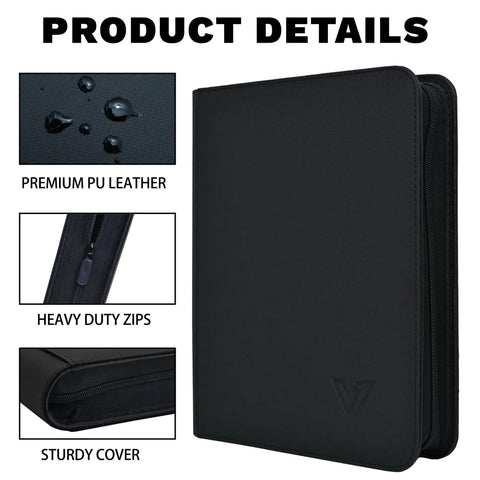 9 Pocket Top Loader Card Binder For Trading Cards, Holds 324 3x4 Top Loaders, with water-resistant PU leather and heavy-duty zips