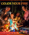 Family around a campfire using Color Changing Fire Packets For Fire Pit Bonfire And Camping Fun Indoor And Outdoor Flames Safe Self Contained Packets For Kids And Adults 12 Pack Great For Parties And Backyard Gatherings Lit Nights.