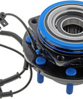Front Wheel Bearing And Hub Assembly For 2005 To 2010 Ford F250 F350 Super Duty Four Wheel Drive with blue seal and wiring.