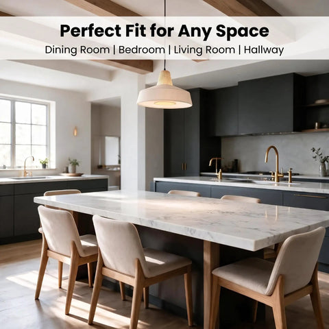 milaruoro Pendant Light with Bamboo and Linen Shade, Black Hanging Light Fixture for Kitchen Island in modern dining room