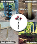1500W Electric Post Hole Digger With 6 Inch And 4 Inch Augers, Reverse Function, Carry Bag, Durable Auger Bits For Fencing, Gardening, And Landscaping Projects in action for earth burrowing, post installing, deck installing, and tree planting.