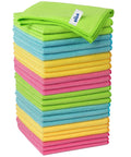 MR.SIGA microfiber cleaning cloths, 24-pack, 12.6 x 12.6 inches, assorted colors stacked.