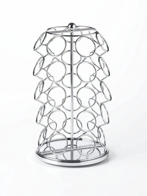 K Cup Pod Carousel Organizer With 360 Degree Spin Holds 35 Pods Lazy Susan Coffee Stand Chrome Modern Design