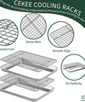 Quarter Sheet Pan With Cooling Rack Set Two Baking Sheets And Two Wire Racks Stainless Steel Rust Resistant Nonstick Finish 12x9.8x1 Inch