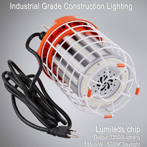 100W LED Temporary Work Light With 14000 Lumens Of Bright 5000K White Light Portable Plug In Flood Lamp for Job Sites