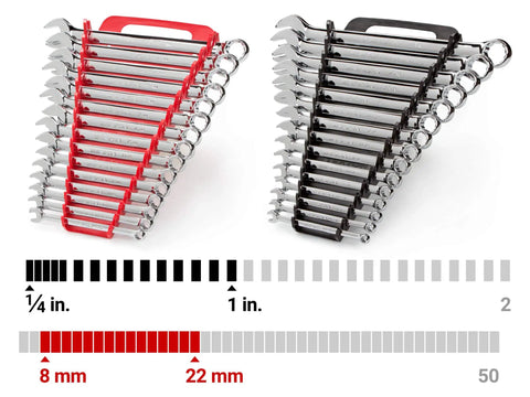 30 Piece Combination Wrench Set With Inch And Metric Wrenches, Angled Open End For Easy Fit, Durable Holder Included