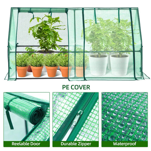 Portable Mini Greenhouse For Outdoors 71 By 36 By 36 Inch With Dual Large Zipper Doors Ground Stakes Waterproof And UV Protected Plastic Green House For Patio Garden Backyard No Tools Needed All Weather Ready