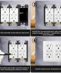 Step-by-step installation guide for Three Quarter Inch Double Gang Receptacle Box Extender Kit Gray With Mounting Screws.