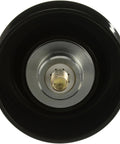 Gates 36306 DriveAlign belt drive idler pulley, black housing with metal center and threaded shaft (front view)