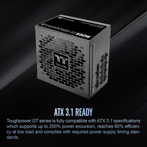 Beefy 850W ATX 3.1 Power Supply With Native PCIe 5.1 Connector, 80 Plus Gold Efficiency, Smart Zero Fan, Quiet Operation, 12V 2x6 Pin Support, Rugged Build, 5 Year Warranty For High End Gaming Rigs in gray modular case
