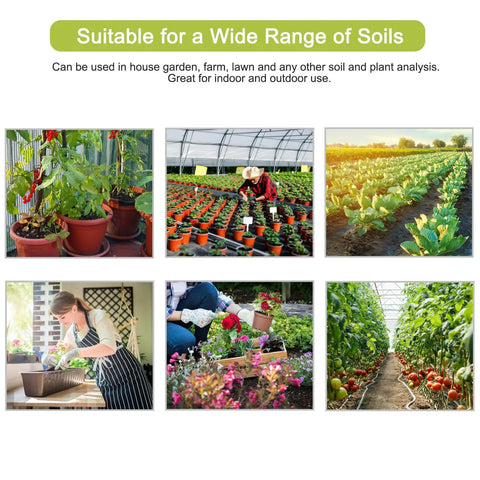 Gardening scenes showcasing 4 In 1 Soil Test Kit With Moisture Meter PH Meter Fertility And Sunlight Meter For Indoor Outdoor use