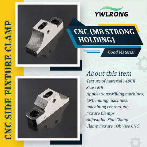 Heavy Duty M8 Side Clamp For Milling Machine CNC Workholding Fixture with 40CR material for strong side gripping.