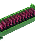 DC Power Fuse Distribution Strip Module 12 Channel DIN Rail Mount For 0 To 32V DC Systems, 30A Total Input, 3A Per Channel Factory Fuse 3A Replaceable Up To 10A Easy Wiring Industrial Grade Power Distribution Block green 12-way with pink fuses