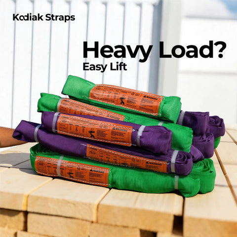 Endless Round Sling Lifting Strap 3 Feet Long Polyester Heavy Duty Rigging Sling For Hoisting Moving And Towing 2600 Lbs Vertical Capacity ASME B30 13 OSHA Compliant 1 Pack stacked on wood pallets