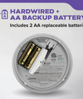 Back view of Hardwired Smoke And Carbon Monoxide Detector With Battery Backup 2 Pack Interconnectable 120V AC Ceiling Alarm System