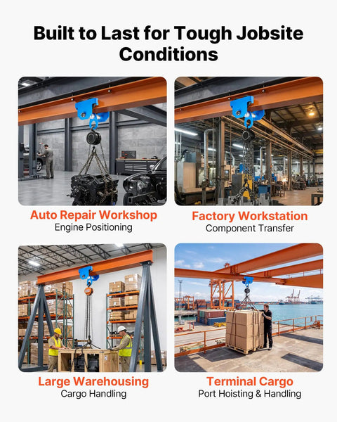 Heavy-Duty Manual Trolley for I-Beams, 3 Ton Load Capacity used in workshops, factories, warehouses, and ports