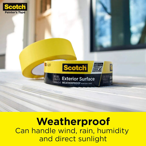 Exterior Painter's Tape 1.88 Inch By 45 Yard Weatherproof Masking Tape on outdoor surface