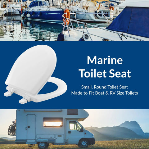 Marine Size Toilet Seat for Boats and RVs Small Compact Wood Toilet Seat in White Built To Last And Tough As Nails For Daily Use