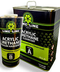 Front view of LIME LINE 2K acrylic urethane automotive clearcoat kit with hardener, Part A and Part B