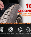 Hand using Quick Fix Tire Plug Repair Kit With 100 Self Service Screws In Small Medium And Large Sizes for easy tire repair