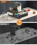 Coffee Pod Drawer Organizer For Countertop That Holds 52 Pods K Cup And Nespresso Capsules With Mug Rack in black on kitchen counter