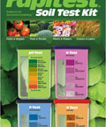 Easy At Home Soil Test Kit For Garden Health That Measures pH Levels, Nitrogen, Phosphorus And Potash With Rapitest packaging.