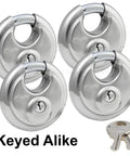 Pack Of Four Keyed Alike Stainless Steel Trailer And Multi Purpose Padlocks Comes With Eight Keys These Corrosion Resistant Locks Give Awesome Bolt Cutter Protection Using A Fully Shielded Shackle Design