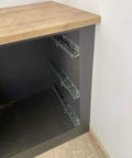 3 Piece Adjustable Carpenter Jig Set Helps You Nail Scribing Fillers And Toe Kicks Dead On With No Sweat Setup Perfect For Custom Cabinetry Furniture Installations And Trade Work with wooden countertop and metallic rails.