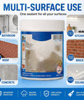 Knock Out Pesky Roof Drips With This Clear Multi Surface Waterproof Sealant For Exterior Walls Interior Tiles And Joints Fast Home Fix That Stops Water Cold In Seconds displayed on a container highlighting multi-surface use.
