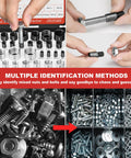 44 Piece Nut And Bolt Thread Gauge Set For Tight Spaces with thread checkers in standard and metric sizes in use