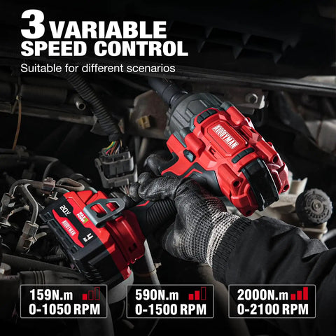 Cordless Impact Wrench Half Inch Drive High Torque Brushless Motor Built Tough Be A Beast On The Job 1475 Foot Pounds 2000 Nm 20V Variable Speed Power Tool Includes Three Sockets For Car Truck RV And Mower
