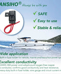 Heavy Duty 12AWG Waterproof Inline ATO ATC Blade Fuse Holder With Secure Cover For Cars Trucks And Boats, featuring a black holder in use on a boat.