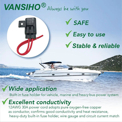 Heavy Duty 12AWG Waterproof Inline ATO ATC Blade Fuse Holder With Secure Cover For Cars Trucks And Boats, featuring a black holder in use on a boat.