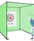 Heavy Duty Golf Driving Cage With 1 Inch Steel Frame For Backyard Garage And Indoor Simulator Noise Reduction Design 10x10x10 Ft Open Bottom Hitting Net With High Density Tear Resistant Netting