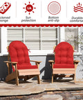 4 Piece Outdoor Patio Chair Cushions Set With Thick High Back Adirondack Rocking Chair Cushions Tufted Weatherproof Fade Resistant Anti Slip With Ties 44 By 19 By 4 Inches Red on wooden chairs