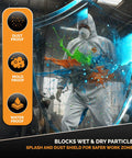 Heavy Duty White Disposable Coveralls Industrial Grade Antistatic Protective Suit Full Body Tear Puncture Resistant Cleaning Jumpsuit 2XL 25 Pack For Chemical Handling Construction And Paint Jobs with splash and dust shield protection.