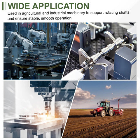 Wide application of self aligning pillow block bearing in industrial and agricultural machinery.