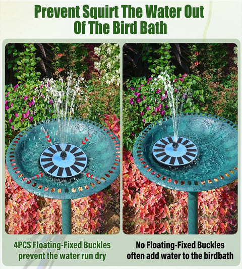 Solar Powered Water Fountain For Bird Bath Garden Pond Pool And Patio With 8 Nozzles And 4 Fixers Upgraded 100 Percent Glass Panel