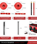 Diagram of valve lockout tagout kit components including gate valve locks, grease pencils, marker, zip ties, and storage bag