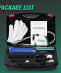 Blue 1500W induction heater bolt removal tool kit in open black case with gloves and manuals.