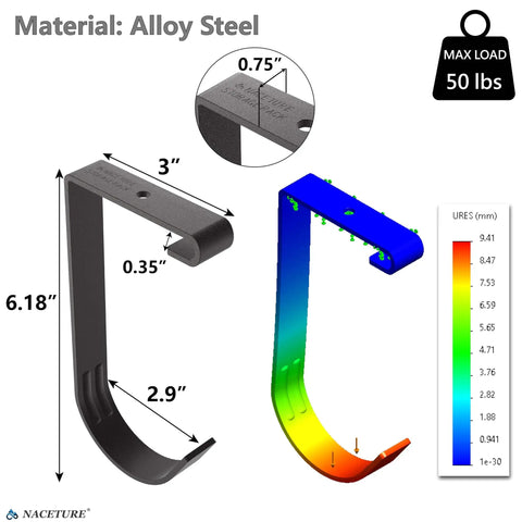Heavy Duty Bike Hooks For Garage Ceiling Mount Rack With Overhead Storage showing dimensions and material alloy steel