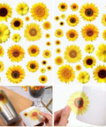 72 Pieces Sunflower Wall Sticker Set Peel And Stick 3D Removable Waterproof Decals For Bedroom Kitchen Bathroom Bright Decor