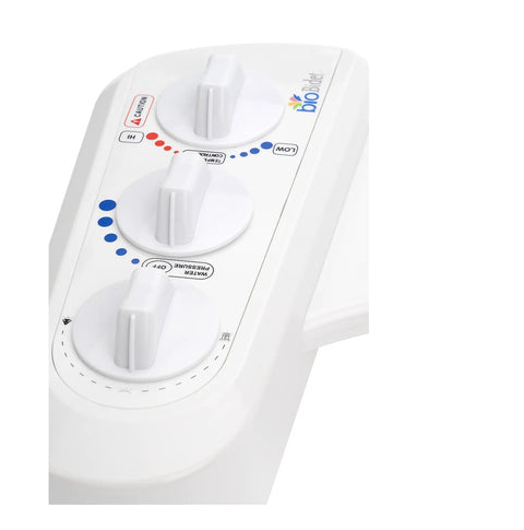 Close-up of control panel on BB270 Dual Nozzle Bidet Attachment For Toilet Seat With Warm And Cold Water Non Electric Posterior And Feminine Wash Easy Install Adjustable Water Pressure Simple DIY Upgrade