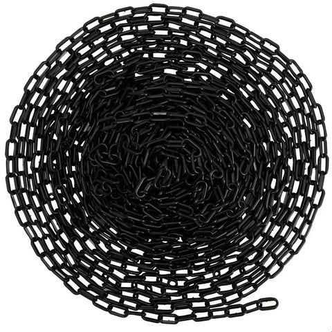 Heavy Duty Black Plastic Chain Links 100 Ft For Safety Barriers On Fences, Driveways, Parking Lots And Gates, Weather Resistant Crowd Control Chain Fence, Durable And Easy To Install in roll form