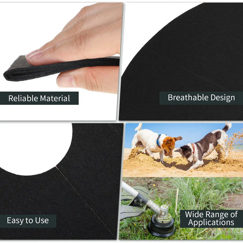 Close-up of 30 Pieces Weed Barrier Rings Non Woven Tree Mulch Protectors Black Thickened Landscape Fabric Round Garden Covers