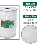 Heavy Duty Trellis Netting 5 X 350 Feet White Polyester Garden Workhorse Support packaging with roll size info